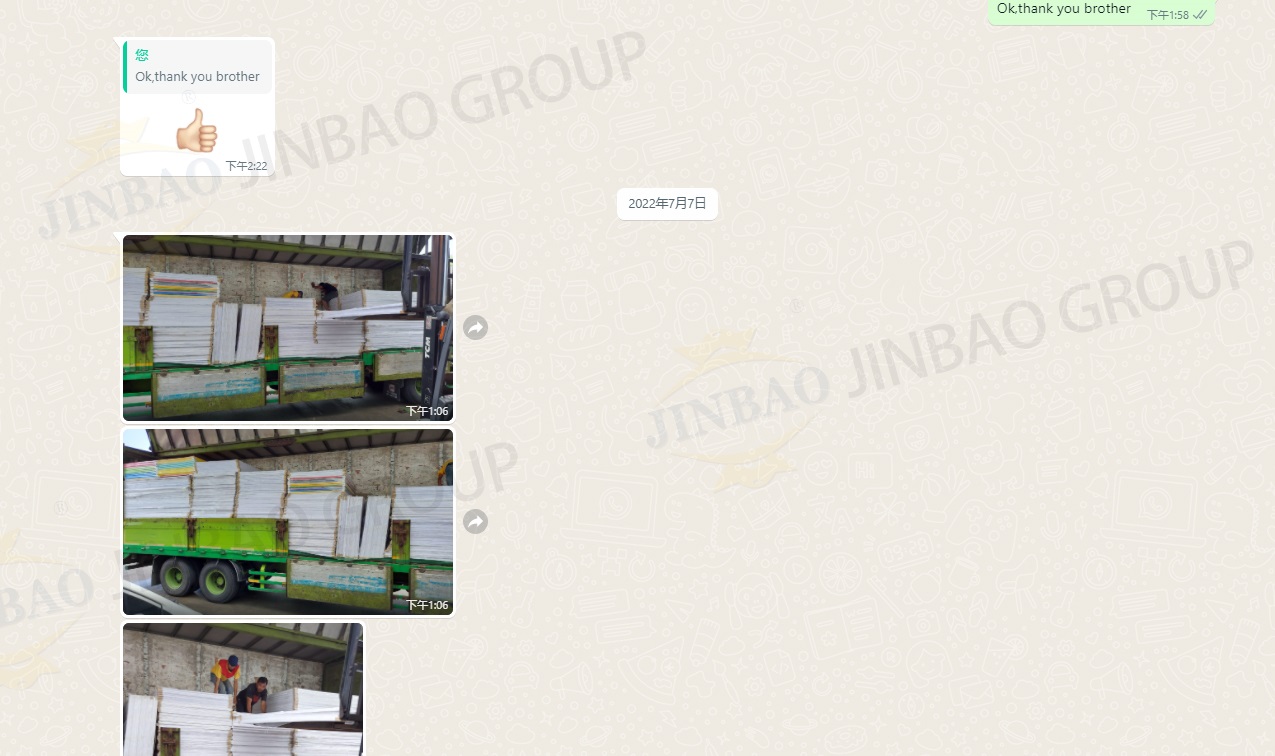 Jinbao PVC foam boards are delivered to the customers on time