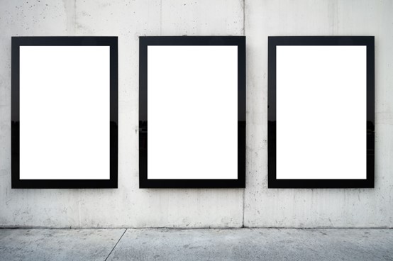 Three blank advertising boards